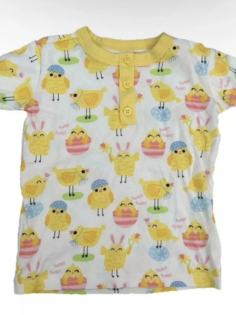 Gymboree Yellow Chick Print Pajama Set with Pastel Accents